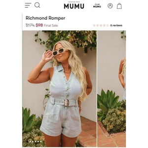 Show Me Your Mumu Richmond Denim Romper Belted XS
